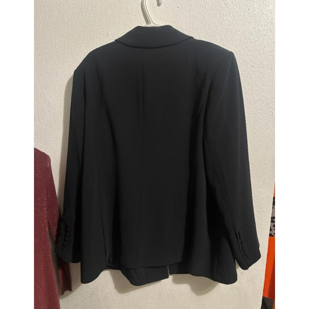 Black Structured Blazer Longline Classic Open-Front Jacket Workwear Office
